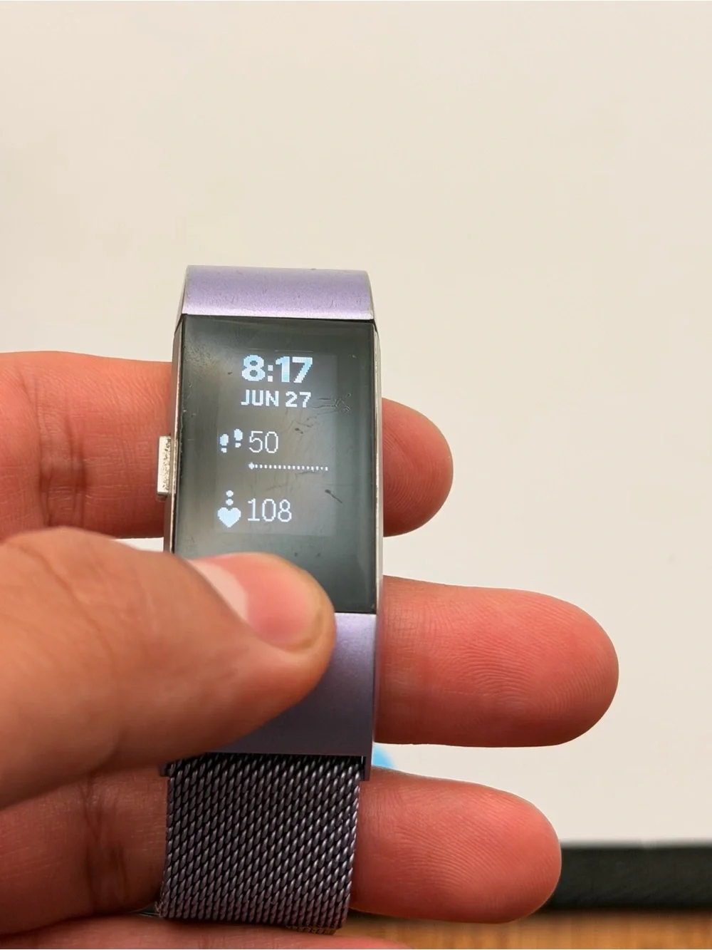Fitbit Charge 2, Tested, Purple Mesh Ban, Charger Included, Good Con, Smartwatch